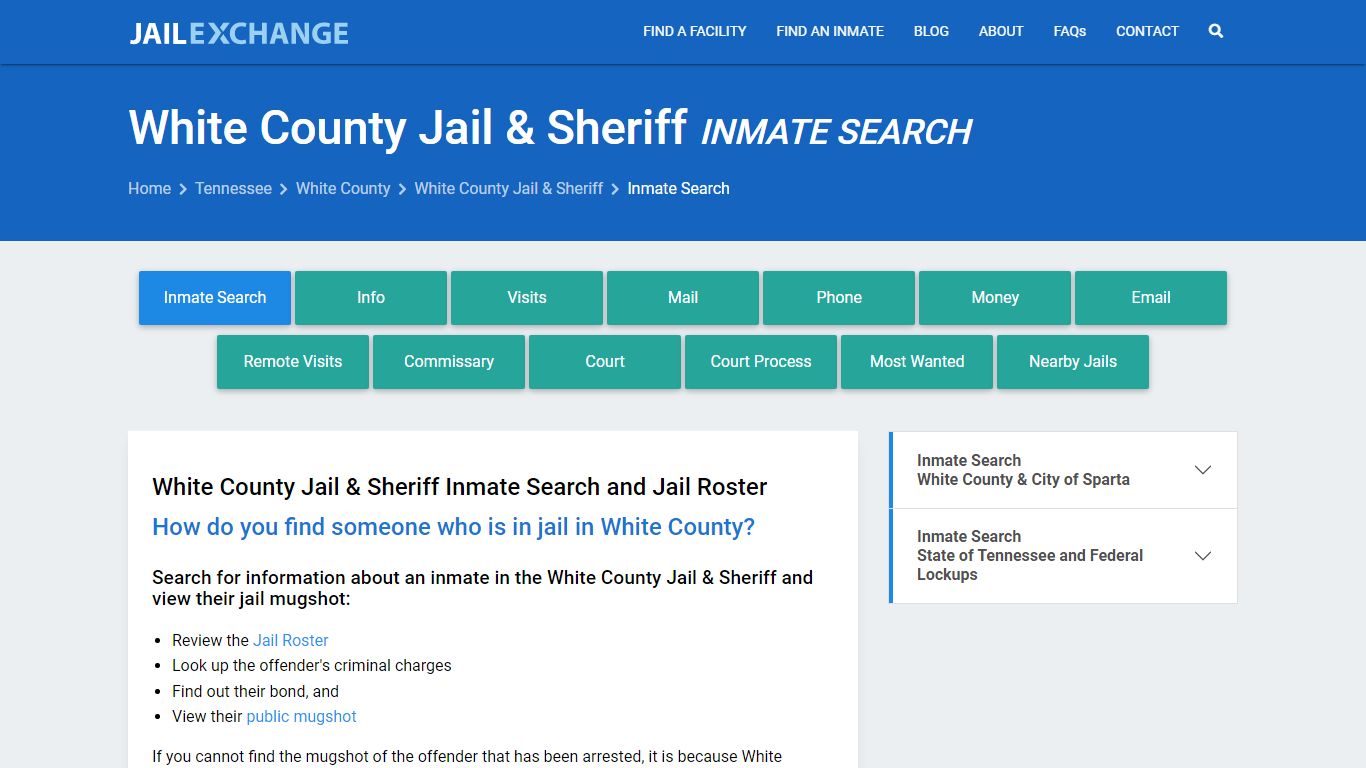 Inmate Search: Roster & Mugshots - White County Jail & Sheriff, TN